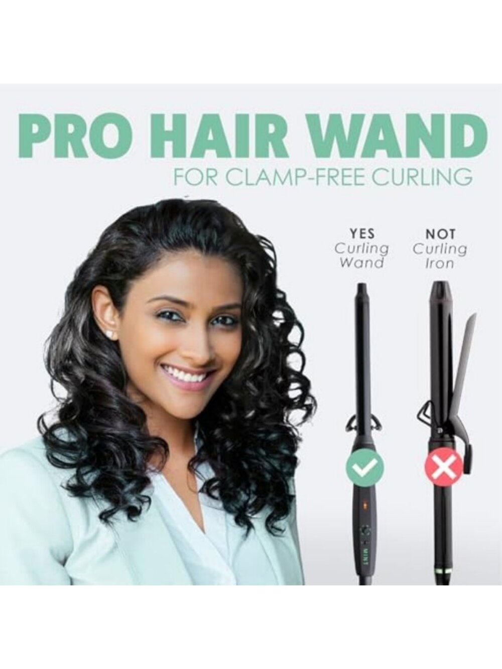 Mint Green 3/4 Inch Ceramic Curling Wand - Clamp-Free, Perfect for Long Hair - Picture 2 of 7